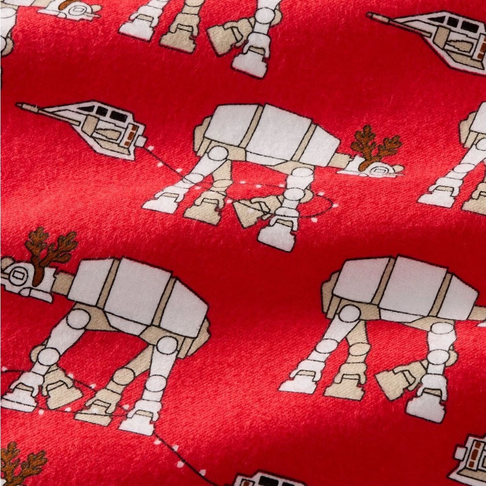 Hanna Andersson Adult STAR WARS Holiday Flannel PJ Top in AT-AT Walker UNISEX L - Picture 5 of 5
